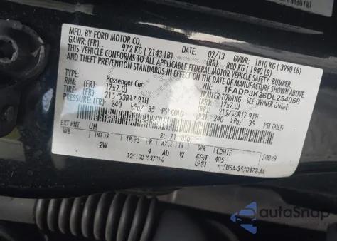 2013 Ford Focus Se z USA, uszkodzony, nr VIN 1FADP3K26DL254058